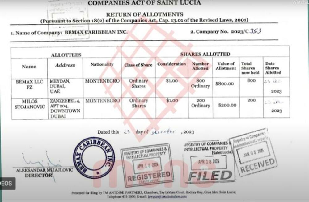 <p>U septembru ove godine Vlada Svete Lucije je objavila program državljanstva kroz investicije. Oni su još u decembru 2023. izabrali kompaniju Bemax Carribian da investira u izgradnju stambenog kompleksa i pronađe kupce zainteresovane da po tom osnovu steknu pravo na državljanstvo Svete Lucije</p>