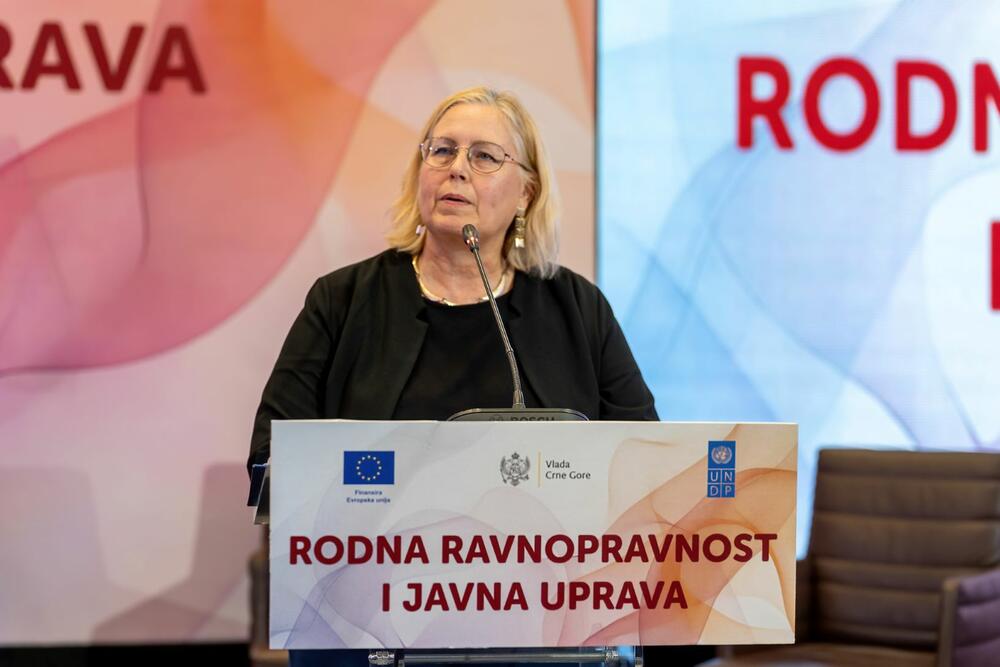 <p>"Naša je odgovornost da rodne principe ugradimo u sve aspekte upravljanja, dok istovremeno gradimo budućnost u kojoj će jednakost biti stvarnost za sve", istakla je Gorčević na događaju  "Rodna ravnopravnost i javna uprava"</p>