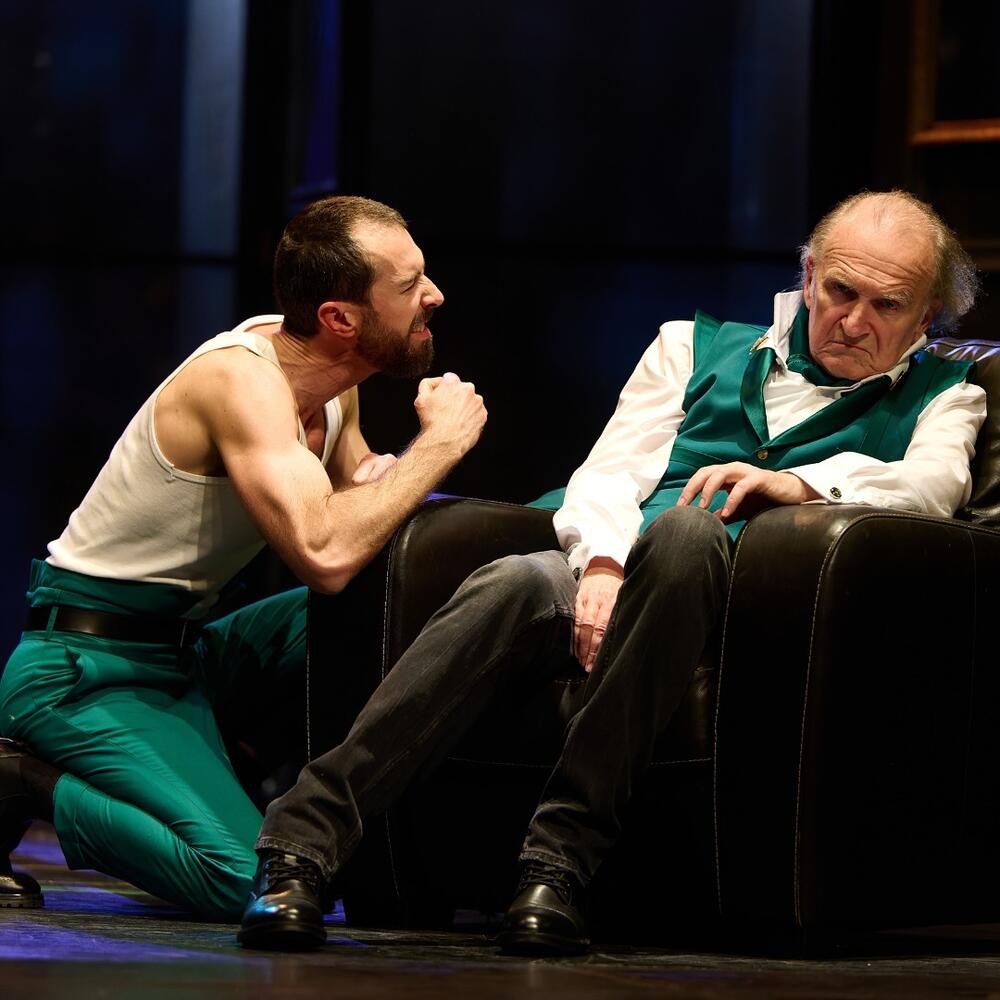 Scena iz predstave 'Gospoda Glembajevi', Mišo Obradović i Svetozar Cvetković