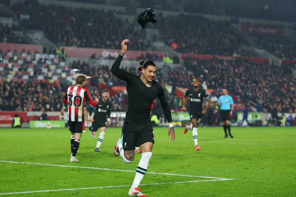 Darvin Nunjes slavi prvi gol protiv Brentforda, Foto: Reuters