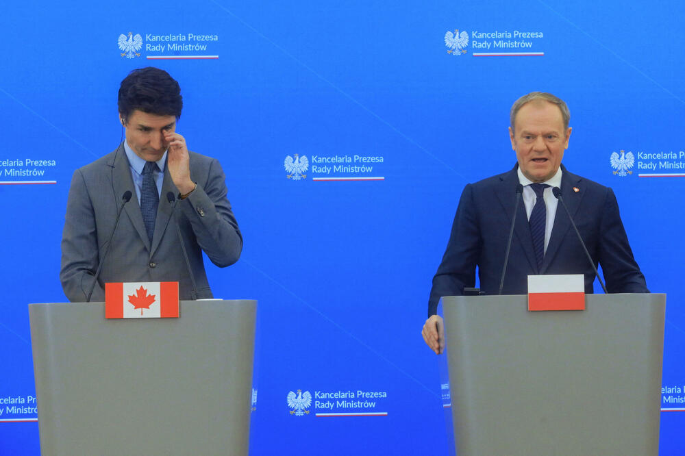 Džastin Trudo i Donald Tusk na zajedinčkoj konferenciji za novinare, Foto: REUTERS