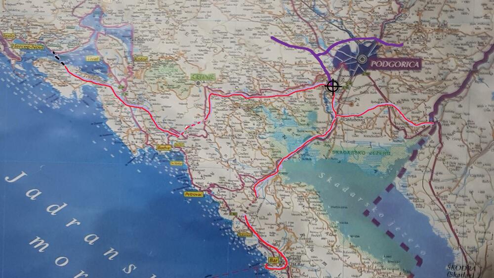 Trase brzih saobraćajnica od ukrsnice PG (Farmaci i/ili Golubovci) ka Boki i Baru i trasa magistrale Stanišići - Petrovac