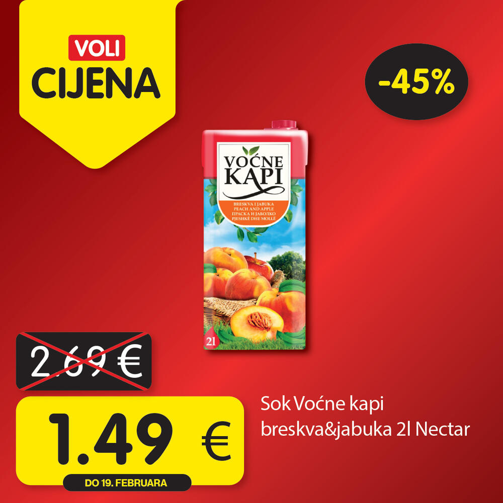 <p>Uštedite kupujući po najpovoljnijim Voli cijenama! Potražite omiljene iz novog kruga akcijskih proizvoda, u svim VOLI i Naš diskont marketima.</p>