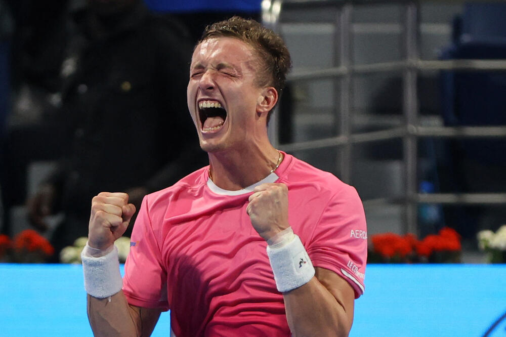 Slavlje Jirija Lehečke nakon pobjede nad Alkarasom, Foto: Reuters