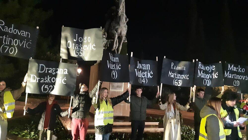 <p>Studenti traže smjenu ministra unutrašnjih poslova Danila Šaranovića i potpredsjednika Vlade za bezbjednost i odbranu Alekse Bečića</p>