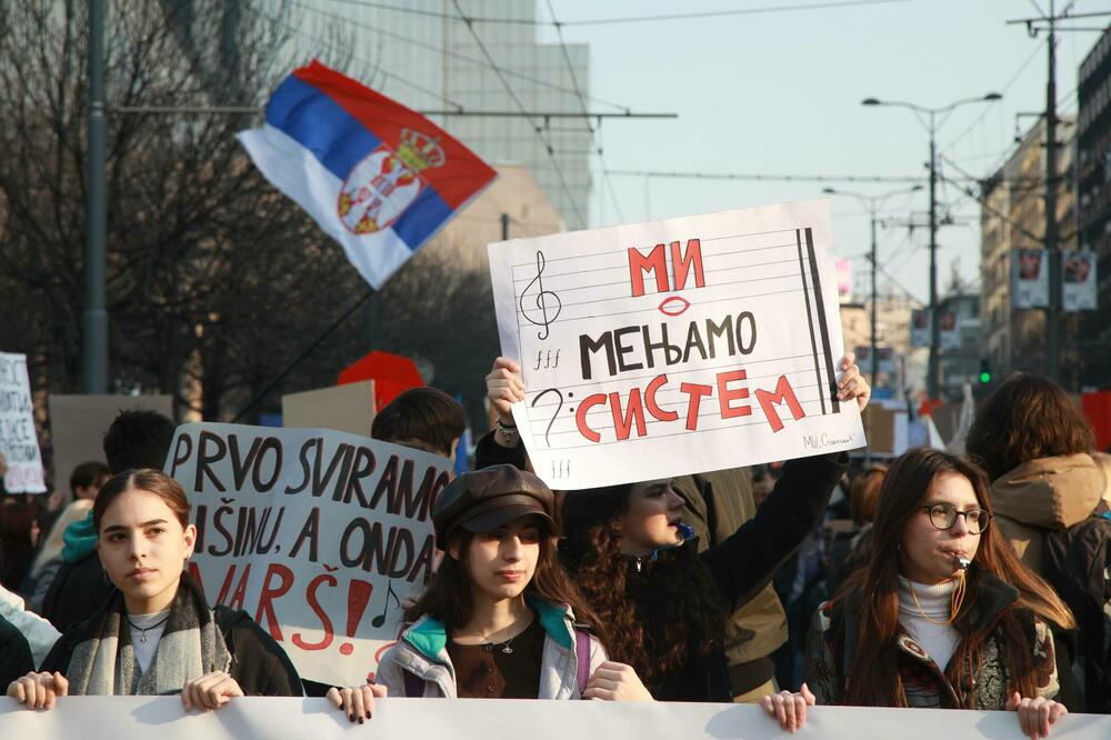 Protest ispred Ministarstva prosvete juče u Beogradu, Foto: BETAPHOTO
