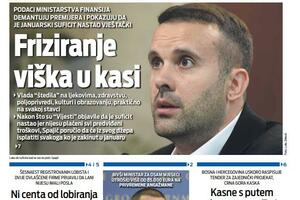 Naslovna strana "Vijesti" za 3. mart 2025.