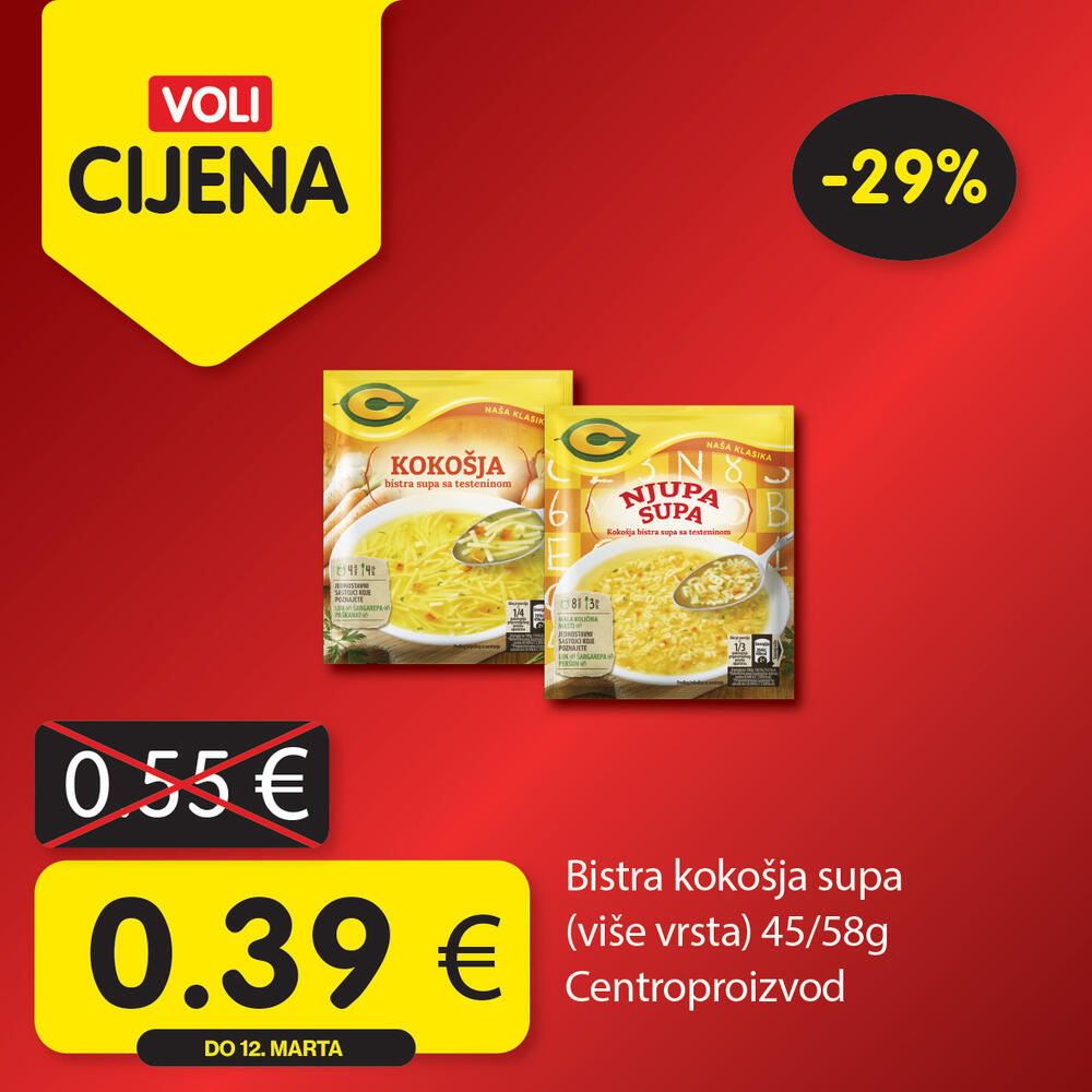 <p>Potražite proizvode sa specijalnom oznakom Voli cijena i uštedite vaš kućni budžet.</p>  <p> </p>