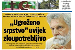 Naslovna strana "Vijesti" za 10. mart 2025.