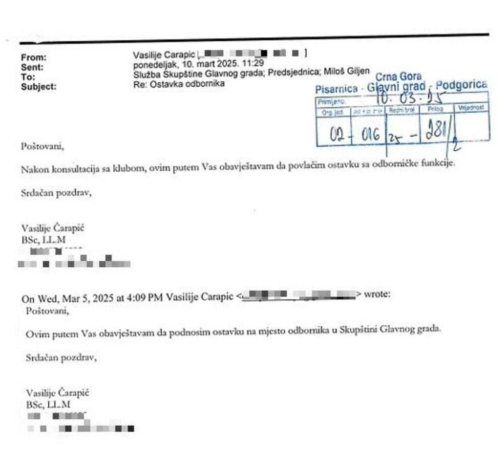 Poruke objavljene na sajtu lokalnog parlamenta