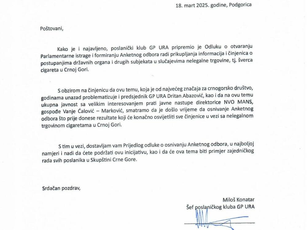 URA dopis