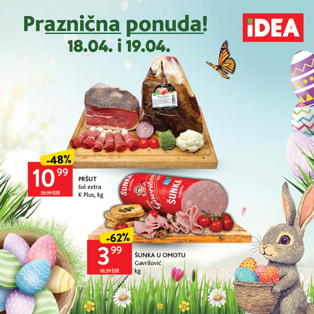 <p>U susret uskršnjim praznicima, IDEA je pripremila novi katalog koji će vam omogućiti da pripremite bogatu i raznovrsnu trpezu, a uz to i da uštedite.</p>