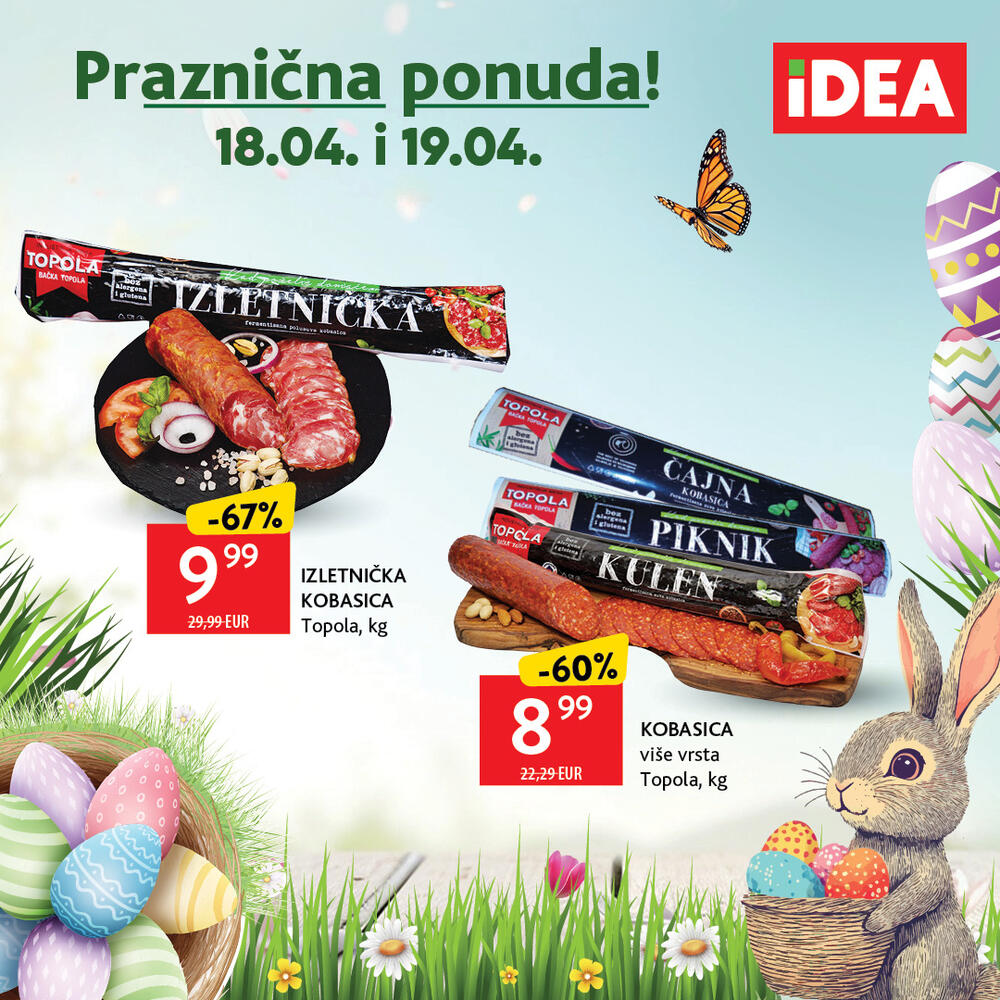 <p>U susret uskršnjim praznicima, IDEA je pripremila novi katalog koji će vam omogućiti da pripremite bogatu i raznovrsnu trpezu, a uz to i da uštedite.</p>