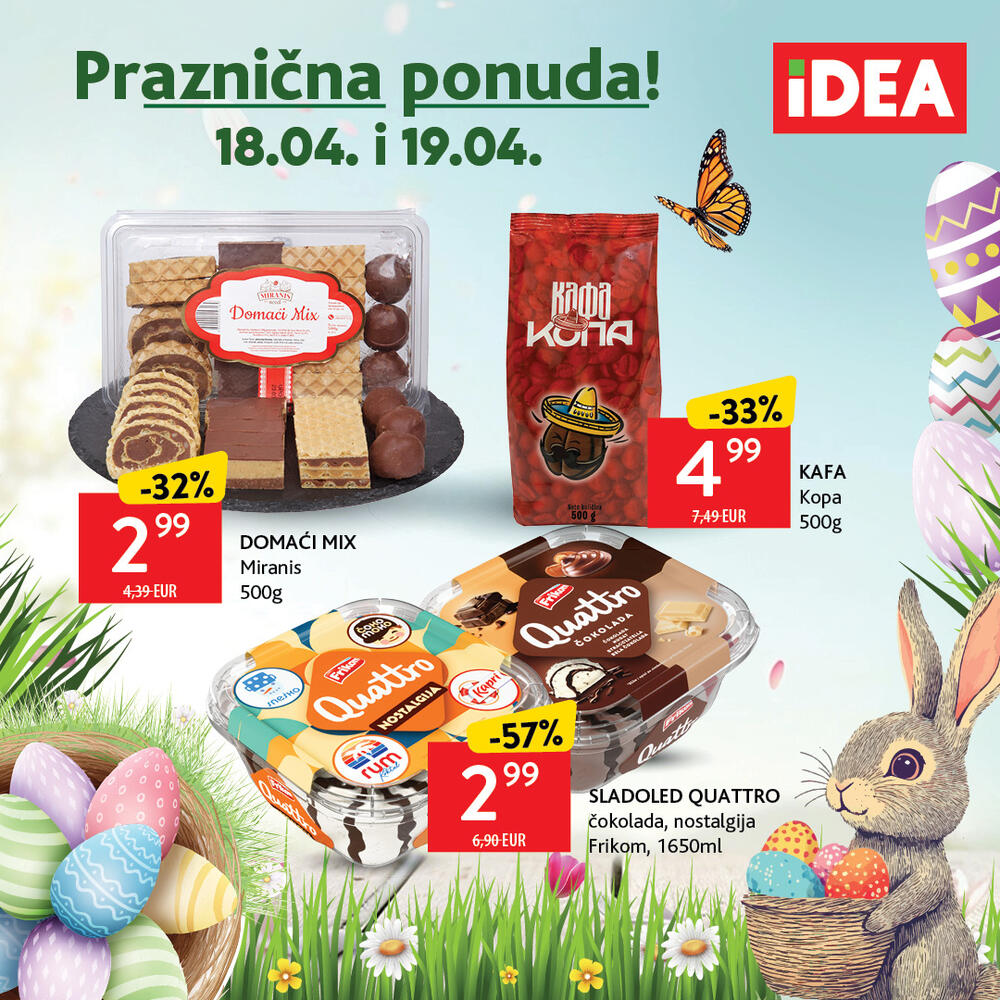 <p>U susret uskršnjim praznicima, IDEA je pripremila novi katalog koji će vam omogućiti da pripremite bogatu i raznovrsnu trpezu, a uz to i da uštedite.</p>