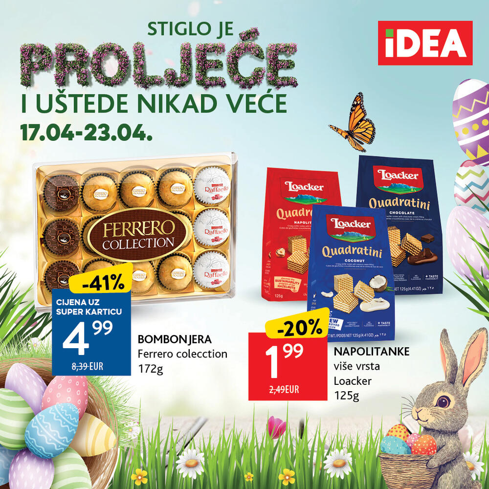 <p>U susret uskršnjim praznicima, IDEA je pripremila novi katalog koji će vam omogućiti da pripremite bogatu i raznovrsnu trpezu, a uz to i da uštedite.</p>