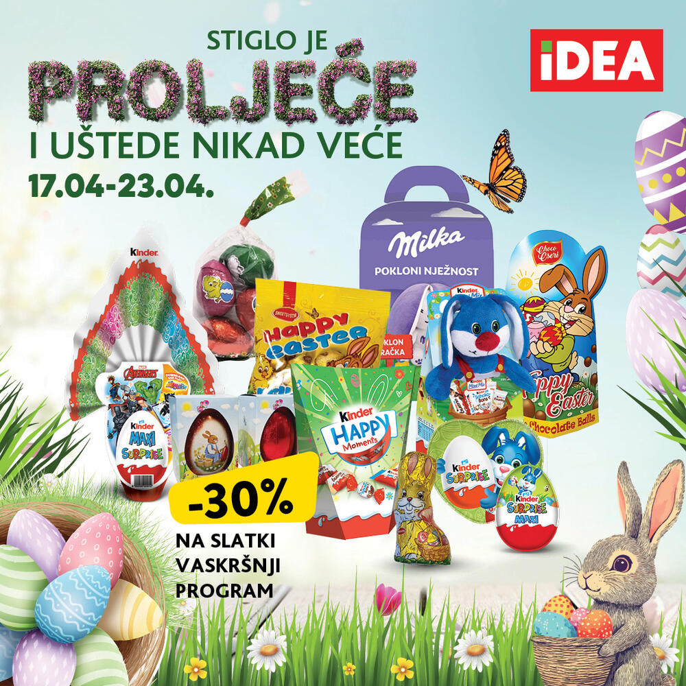 <p>U susret uskršnjim praznicima, IDEA je pripremila novi katalog koji će vam omogućiti da pripremite bogatu i raznovrsnu trpezu, a uz to i da uštedite.</p>