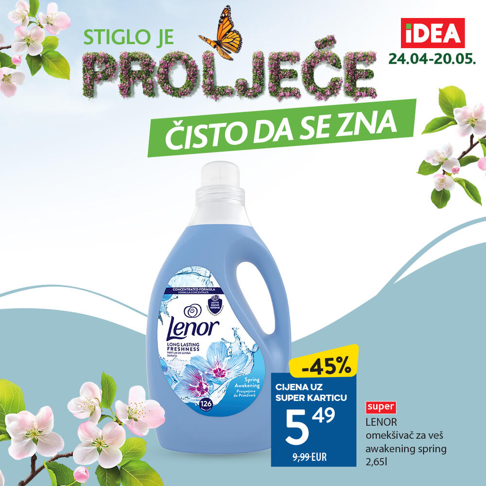 <p>Proljeće je savršen trenutak da osvježimo svakodnevicu i unesemo novine bilo da je riječ o našim navikama ili prostoru u kojem živimo. U susret toplijim danima, IDEA je pripremila posebnu ponudu proizvoda za ličnu njegu i održavanje higijene doma.</p>