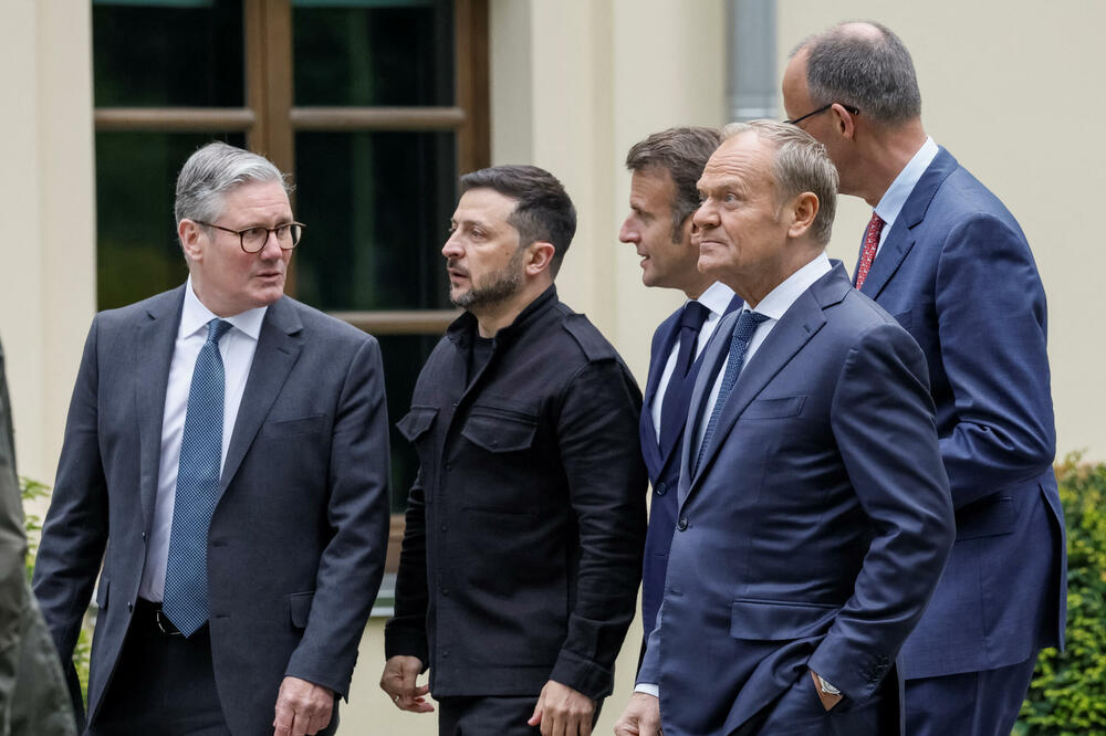 Britanski premijer Kir Starmer, predsjednik Ukrajine Volodimir Zelenski, predsjednik Francuske Emanuel Makron, njemački kancelar Fridrih Merc i poljski premijer Donald Tusk, Foto: Reuters