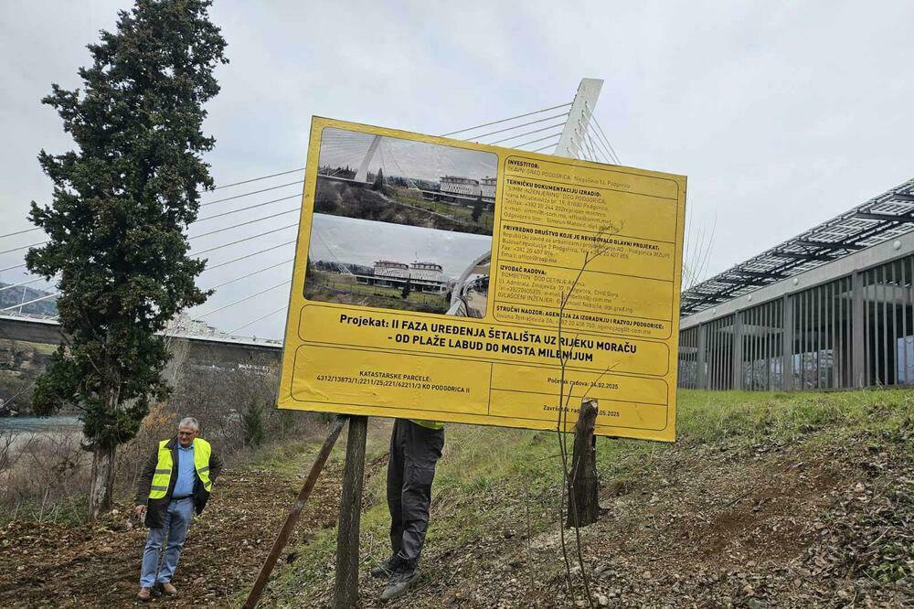 Radovi na šetalištu uz rijeku Moraču ka mostu Milenijum su u toku, Foto: Danilo Misita
