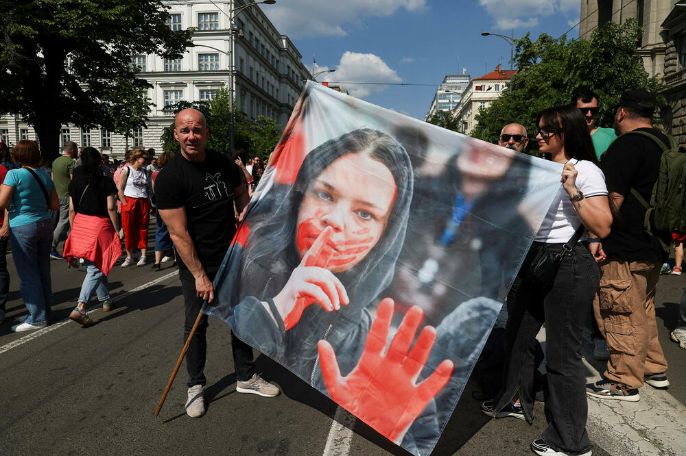 Sa protesta u Beogradu 1. maja, Foto: Reuters