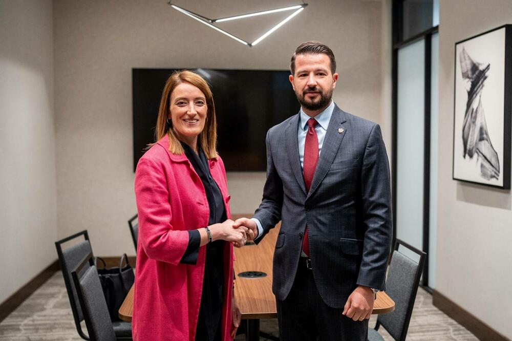 Metsola i Milatović, Foto: Kancelarija za odnose s javnošću Predsjednika Crne Gore