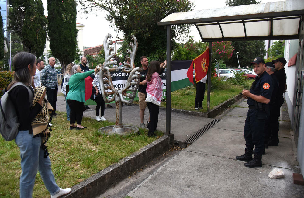 <p>Protest je organizovao Pokret solidarnosti sa Palestinom, a obezbjeđivale su ga policijske snage</p>