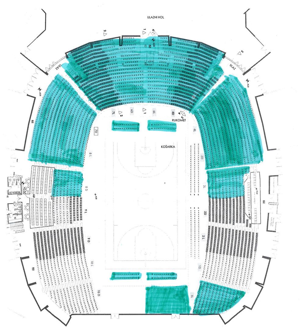 Plavom bojom je označeno koji djelovi će biti zatvoreni