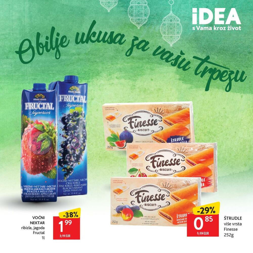 <p>Kako biste praznik proslavili u radosti, obilju i zajedništvu, IDEA je za vas pripremila specijalnu ponudu proizvoda po sniženim cijenama – sve što vam je potrebno za pripremu tradicionalne bajramske trpeze, stvaranje tople praznične atmosfere i pametnu kupovinu koja se isplati.</p>