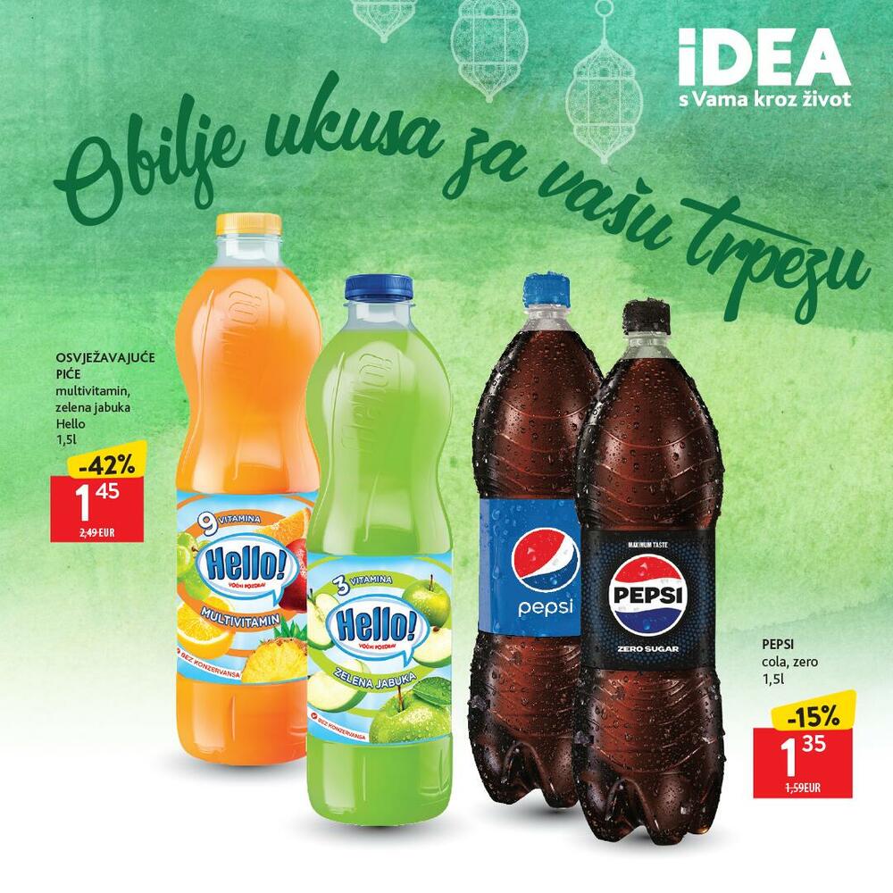 <p>Kako biste praznik proslavili u radosti, obilju i zajedništvu, IDEA je za vas pripremila specijalnu ponudu proizvoda po sniženim cijenama – sve što vam je potrebno za pripremu tradicionalne bajramske trpeze, stvaranje tople praznične atmosfere i pametnu kupovinu koja se isplati.</p>