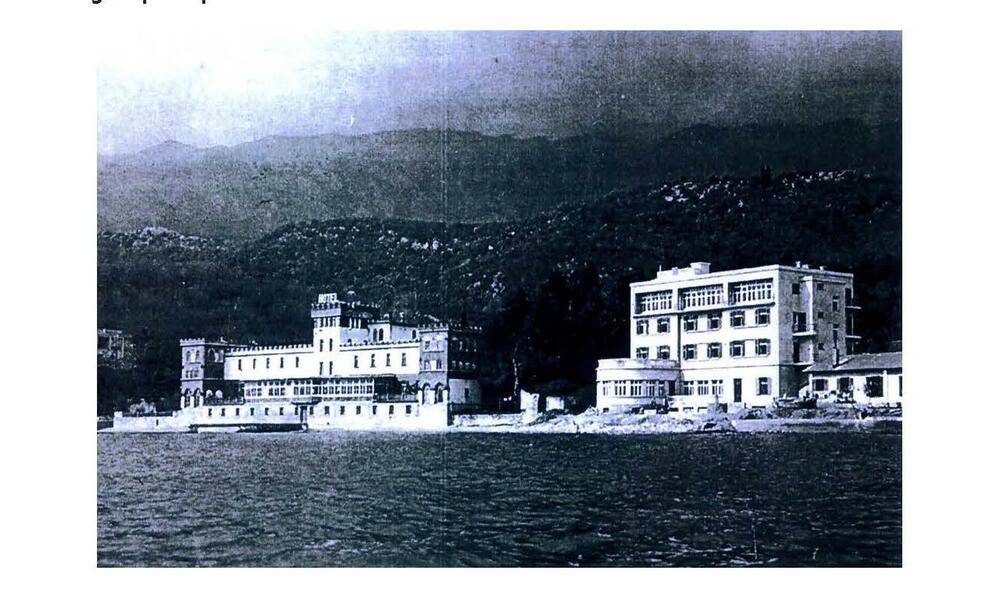 Hotel “Plaža Zelenika” izgrađen 1902. i hotel “Dunđerovića, izgrađen 1941. godine ('Studija o negativnom uticaju rasutih zagađivača' Lj. Radoičića, ustupljeno iz privatne arhive porodice Č. Mađara)