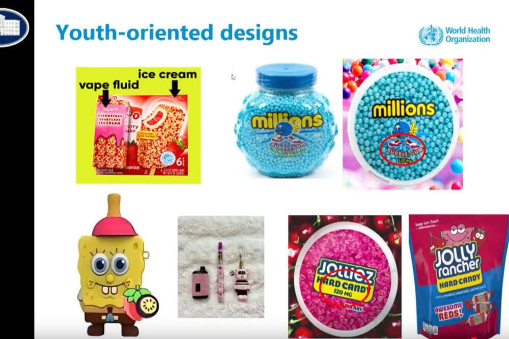 Opasni nikotinski proizvodi u uljepšanim ambalažama: Iz prezentacije SZO, Foto: vijesti