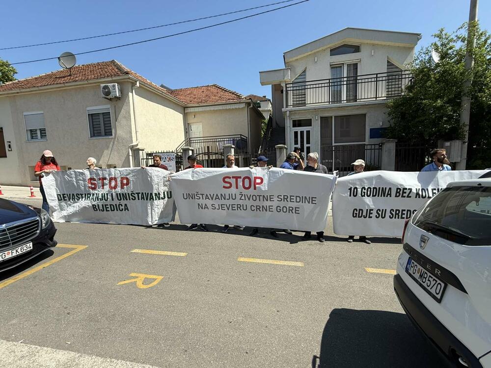 <p>Grupa građana okupila se sa transparentima i porukama poput "STOP devastiranju i uništavanju Bijedića", "STOP uništavanju životne sredine na Sjeveru Crne Gore"</p>