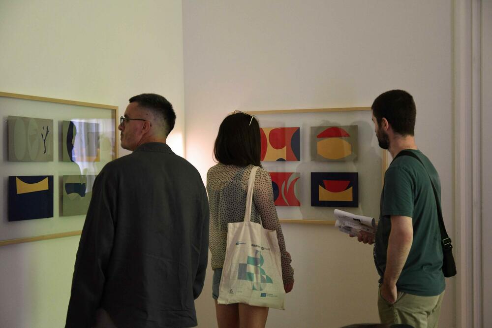 Publika posmatra izložbu slika, Foto: Muzej savremene umjetnosti Crne Gore