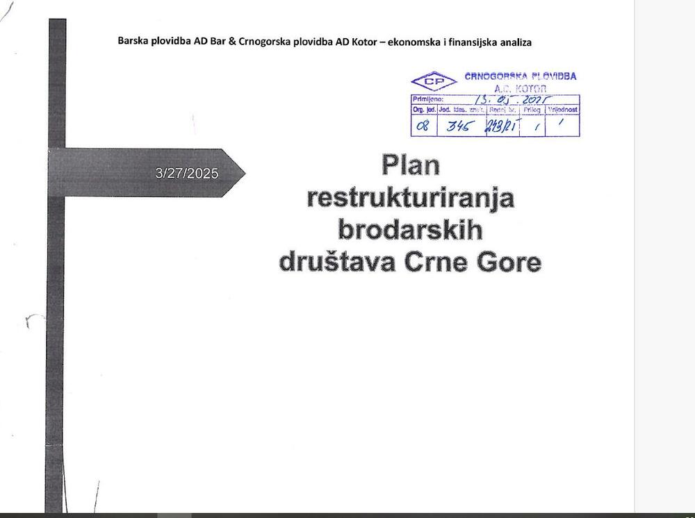 Naslovna strana plana za brodarske kompanije - Foto: Vijesti