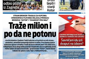 Naslovna strana "Vijesti" za 1. avgust 2025.