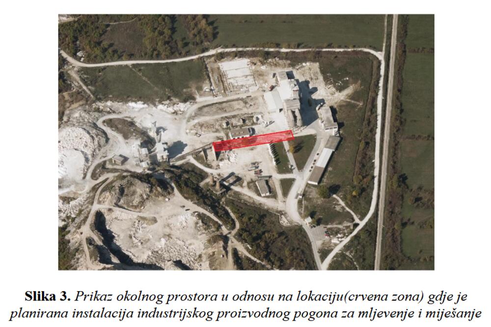 Lokacija budućeg pogona, iz Elaborata o procjeni uticaja, Foto: Elaborat Mondal