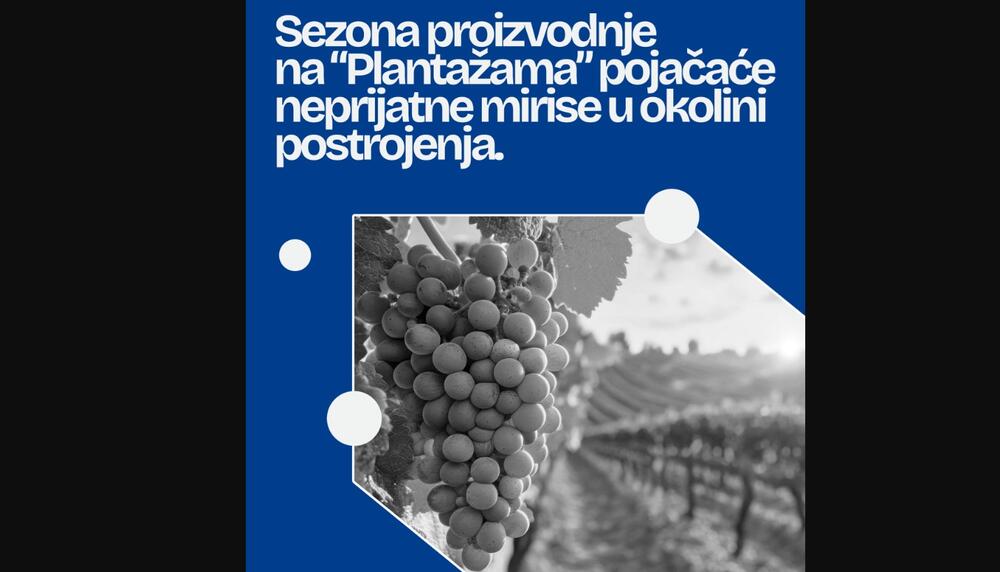 Sezona predelave grozdja v Plantažah bo okrepila neprijetne vonjave v Podgorici