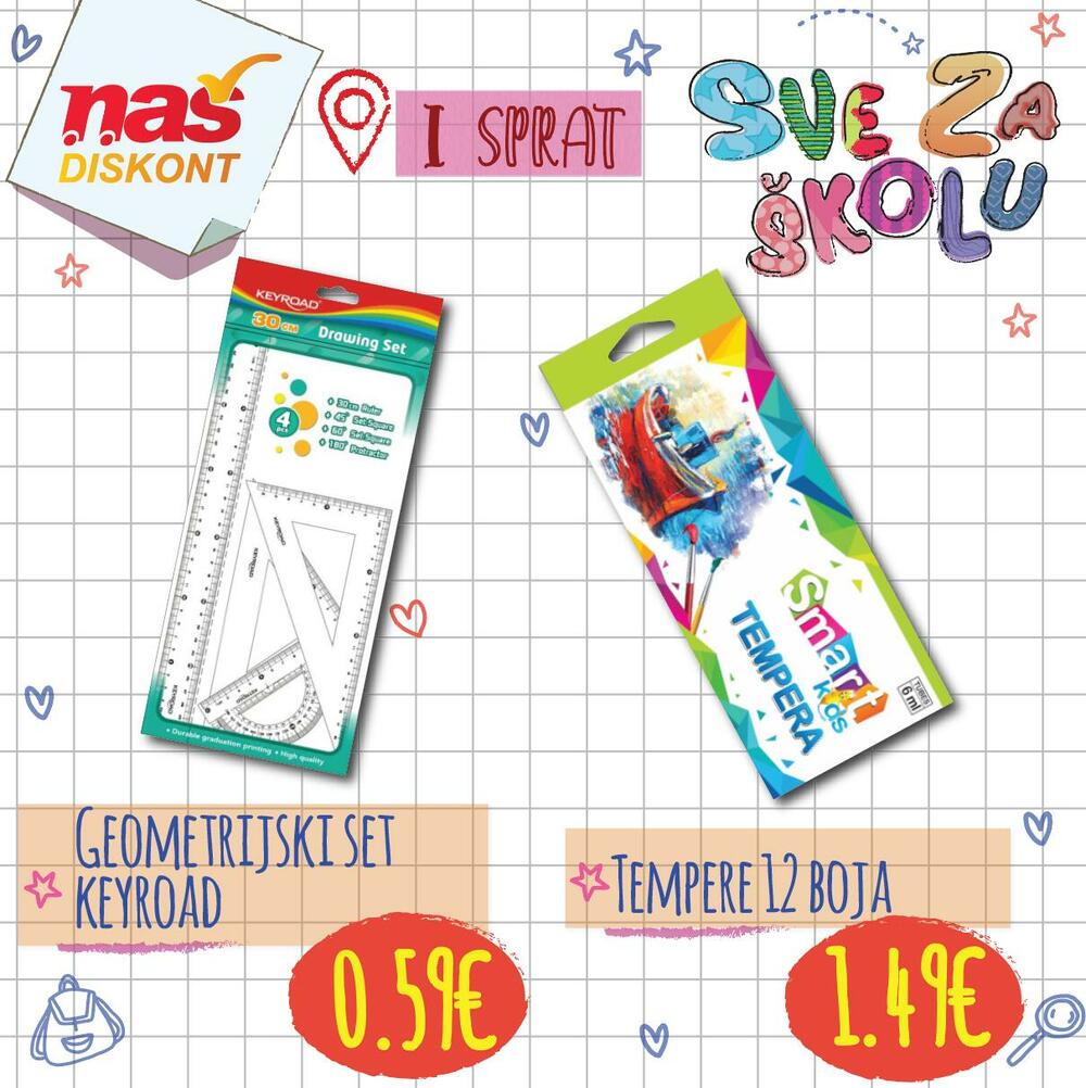 <p>Dragi đaci, ponovo sa vama u nove školske pobjede! Pripremili smo sjajnu ponudu i tradicionalno najpovoljnije cijene.</p>