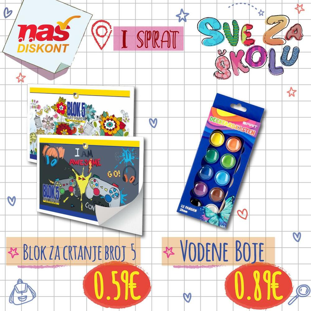 <p>Dragi đaci, ponovo sa vama u nove školske pobjede! Pripremili smo sjajnu ponudu i tradicionalno najpovoljnije cijene.</p>