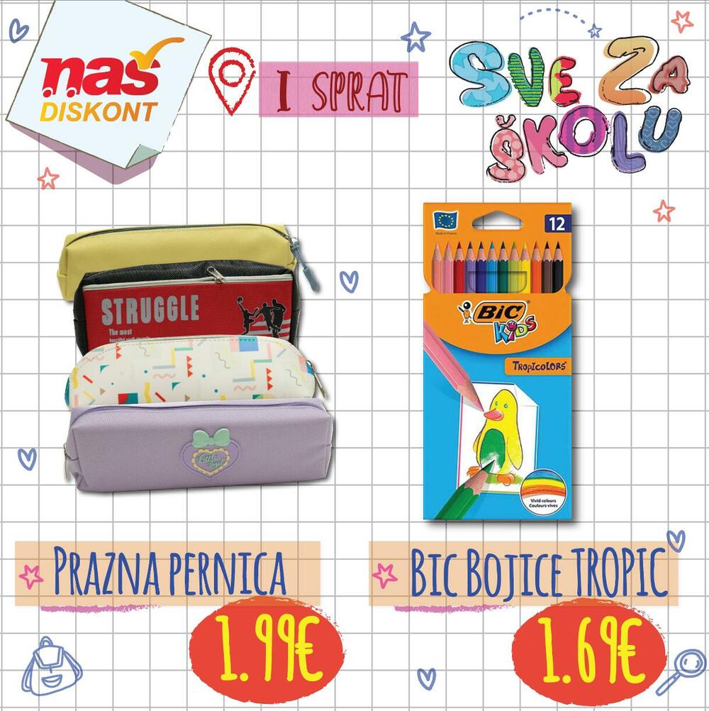 <p>Dragi đaci, ponovo sa vama u nove školske pobjede! Pripremili smo sjajnu ponudu i tradicionalno najpovoljnije cijene.</p>