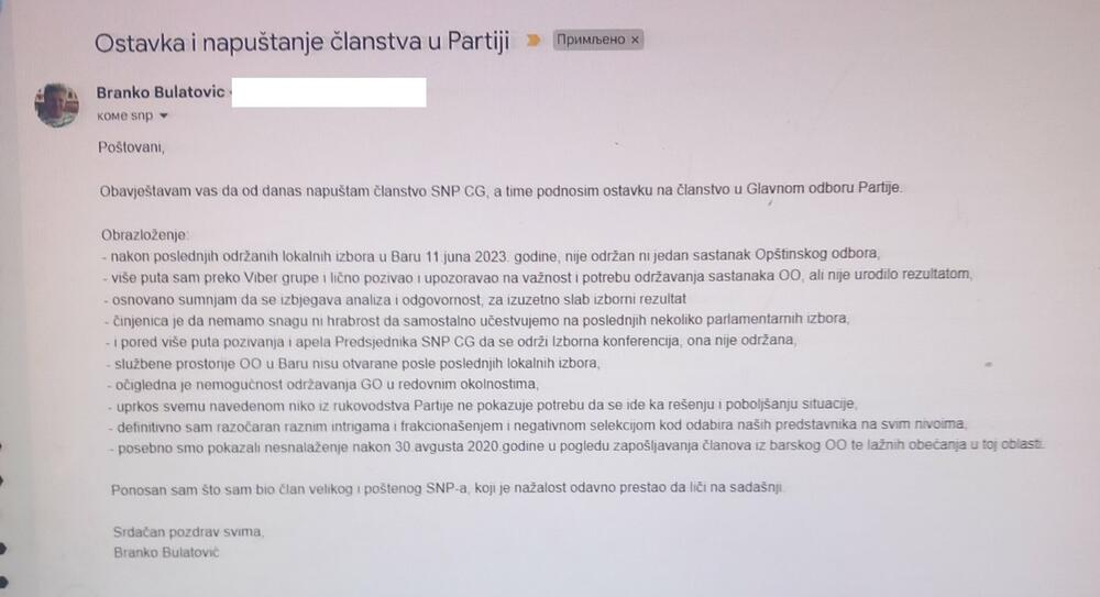 Bulatović ostavka