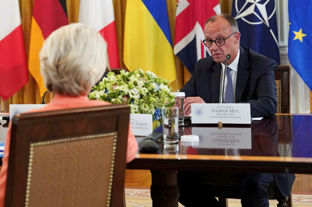 Fridrih Merc i šefica EK Ursula fon der Lajen u Bijeloj kući u ponedjeljak, Foto: Rojters