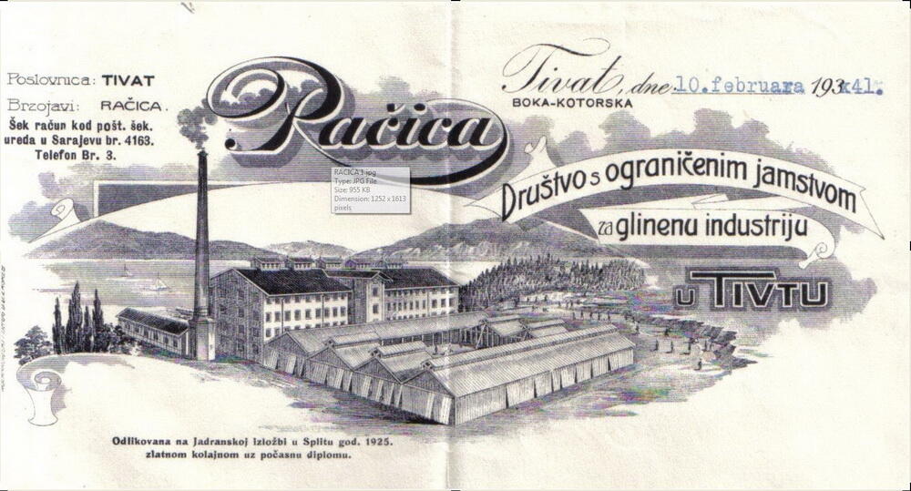 <p>U Tivtu skoro 80 godina funkcionisala industrijska proizvodnja građevinskog materijala. “Prva bokeška glinena industrija” je 1948. godine demontirana i prenesena iz Krtola u ciglanu “Lazine” kod Danilovgrada, a “Societa laterizi Raciza Teodo”, osnovana 1908. u Račicama, prestala je s radom osamdesetih godina prošlog vijeka</p>