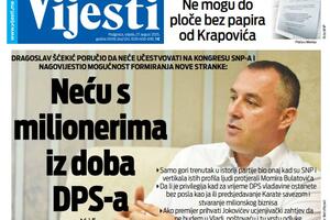 Naslovna strana "Vijesti" za 27. avgust 2025.