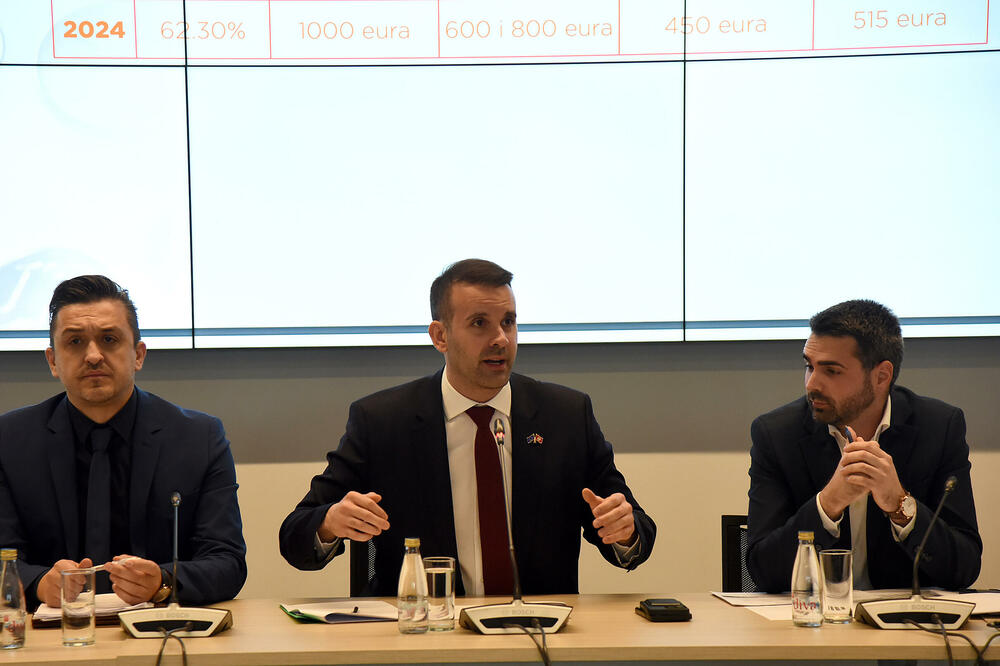 Kreatori ekonomske politike - ministar Vuković, Spajić i šef kabineta Branko Krvavac, Foto: Luka Zekovic