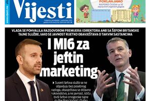 Naslovna strana "Vijesti" za 1. septembar 2025.