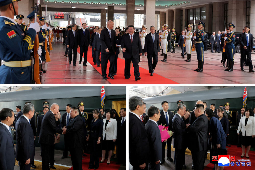 <p>Kim je ušao u Kinu u svom oklopnom vozu, za koji se kaže da uključuje restoran u kojem se služe vrhunska francuska vina i jela poput svježeg jastoga, navodi BBC</p>