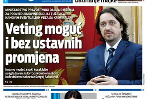 Naslovna strana "Vijesti" za 8. septembar 2025.