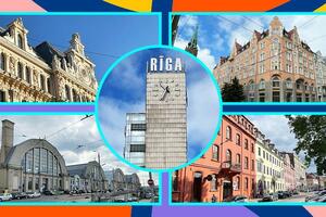 Razglednica Rige: Secesija, zaliv i pijaca