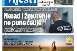Naslovna strana "Vijesti" za 13. septembar 2025.